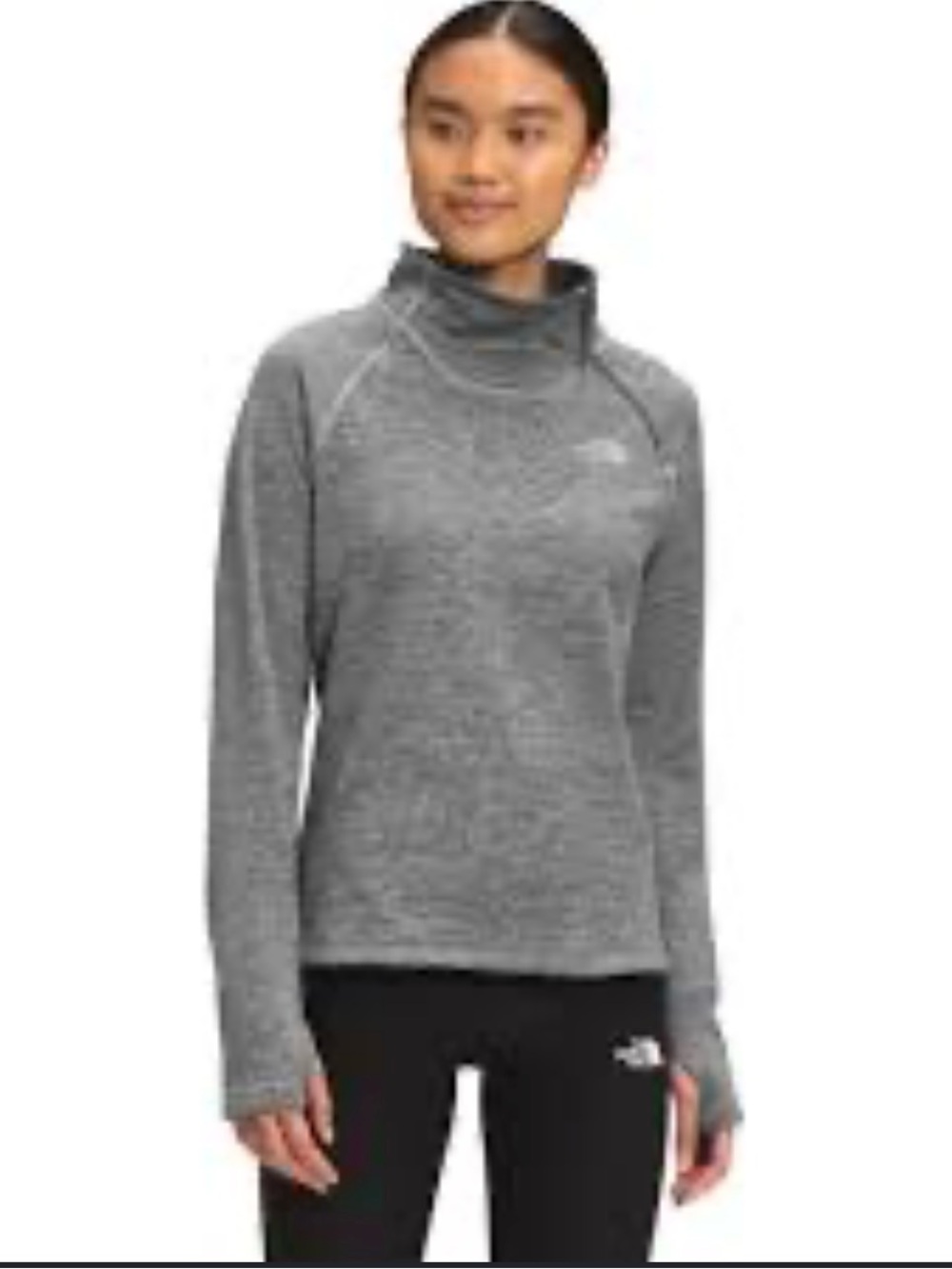 North Face Canyonlands Pullover Fleece Gray Cowl Neck with Zipper - XL